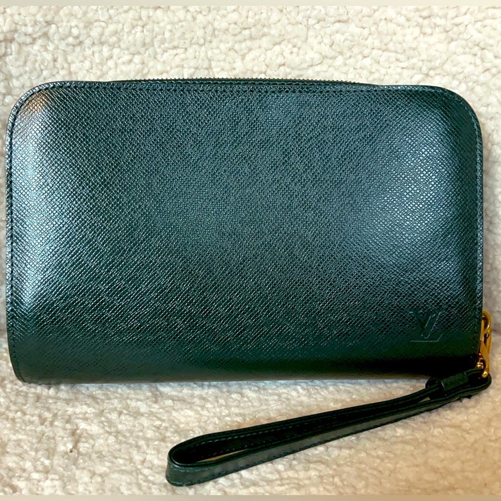 Louis Vuitton Green Taiga Baikal Clutch
